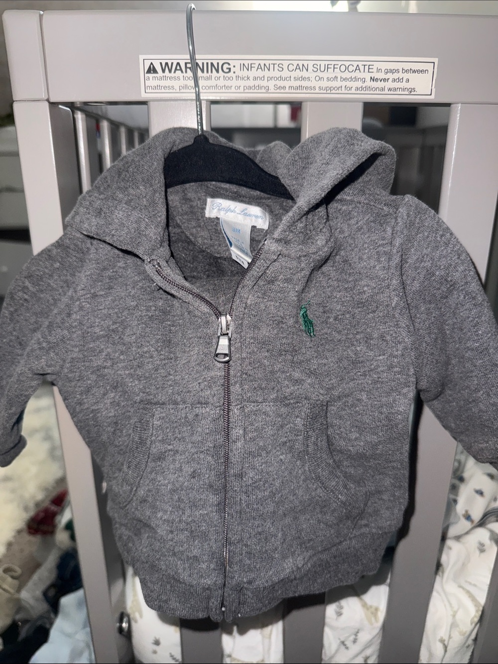 Ralph Lauren Gray Hooded Zip-Up Sweatsuit Kids